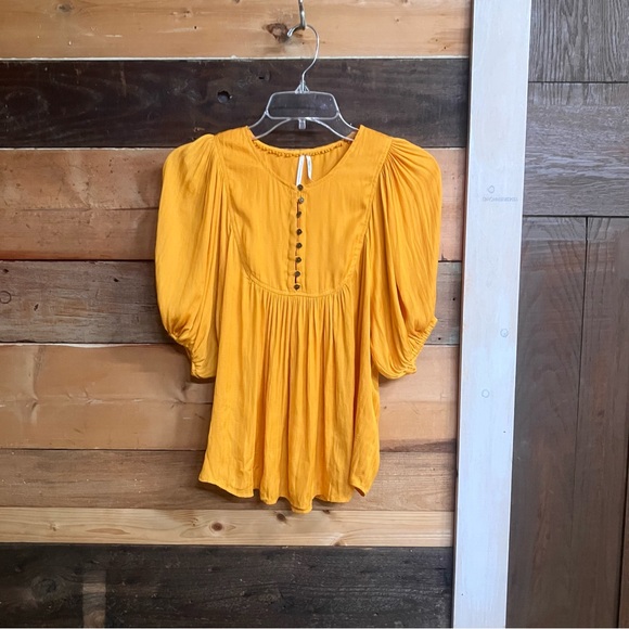 Anthropologie Boho Mustard Yellow Blouse XXS - Picture 1 of 12